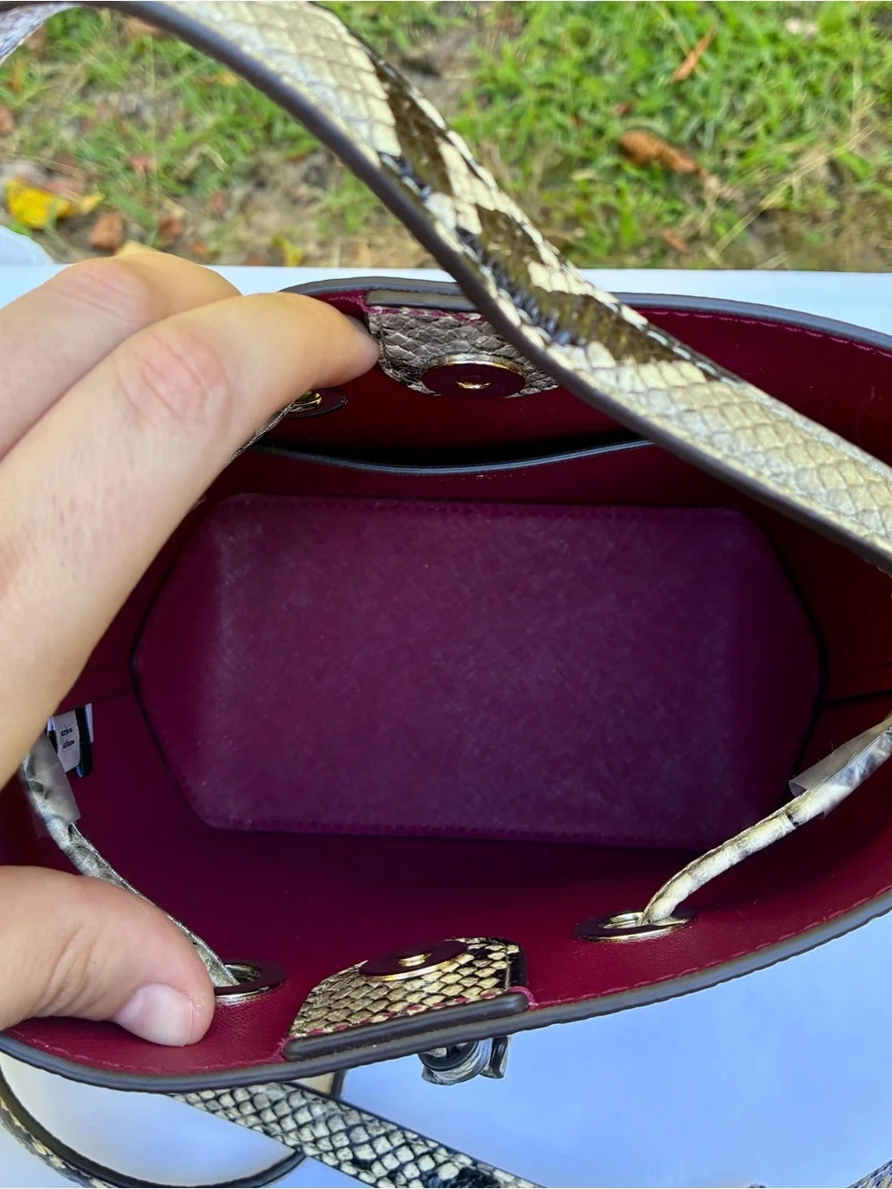 NWOT KATE SPADE EVA EXOTIC SMALL BUCKET BAG & CARD HOLDER - PYTHON